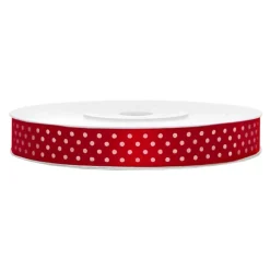 Discount PartyDeco sp. z o.o. Satinbånd Prikket/Rød
