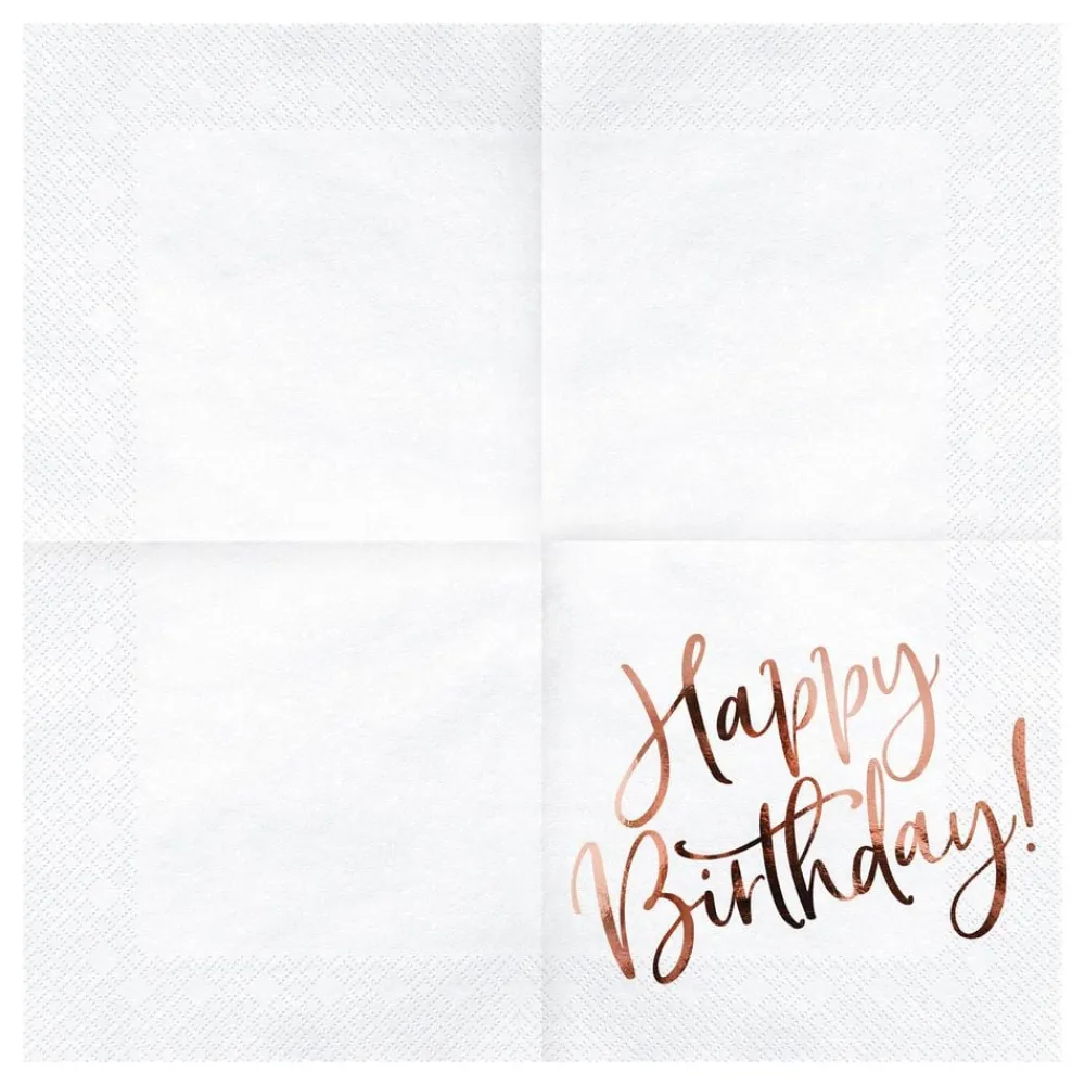 Online PartyDeco sp. z o.o. Servietter Happy Birthday Rosaguld