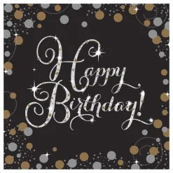 Reithmüller Europe GmbH Servietter Happy Birthday Sparkling Sølv/Guld - Borddækning
