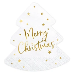 PartyDeco sp. z o.o. Servietter Merry Christmas Hvid/Guld - Borddækning