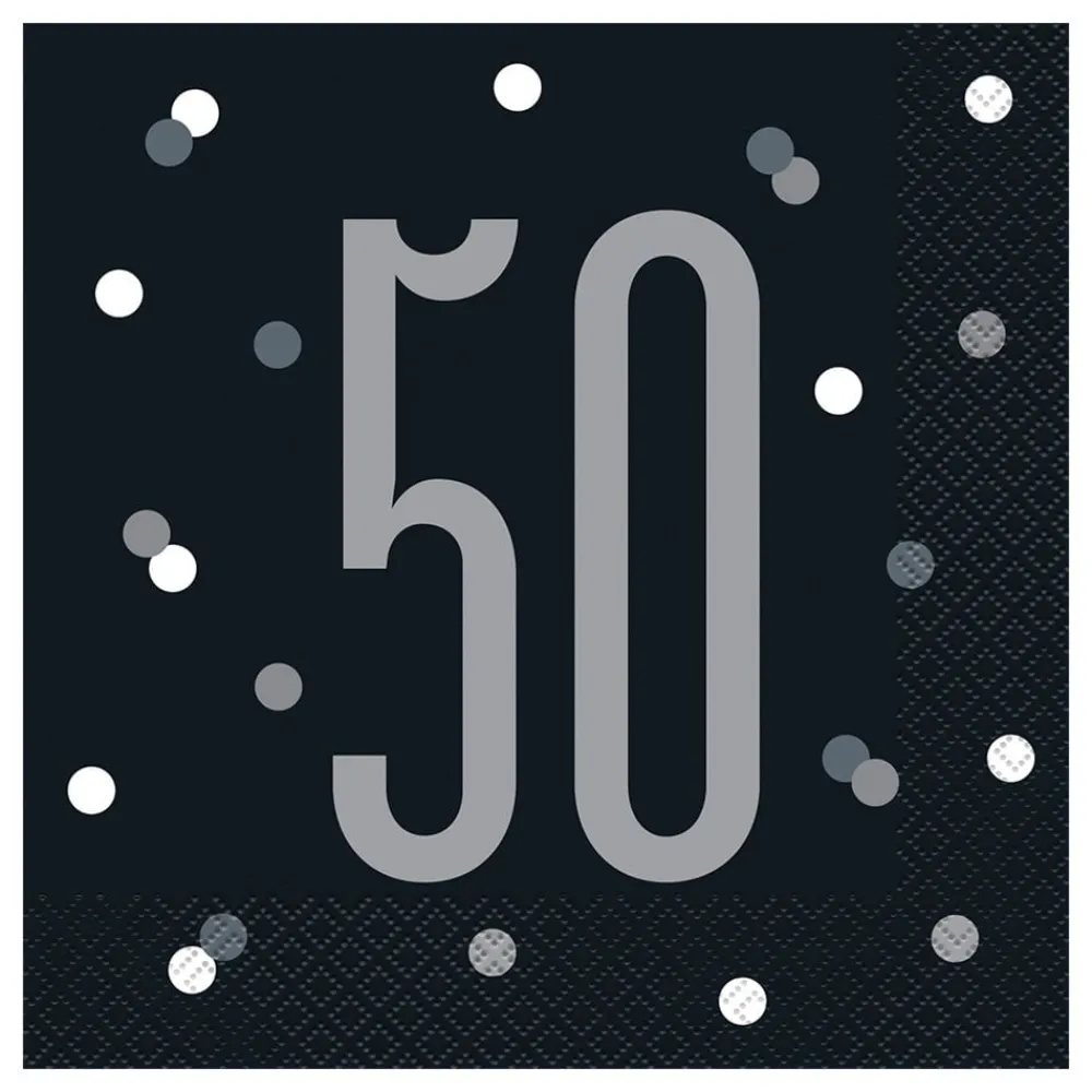 Sale Unique UK Inc t/as Unique Party Servietter 50 Sort Prikket