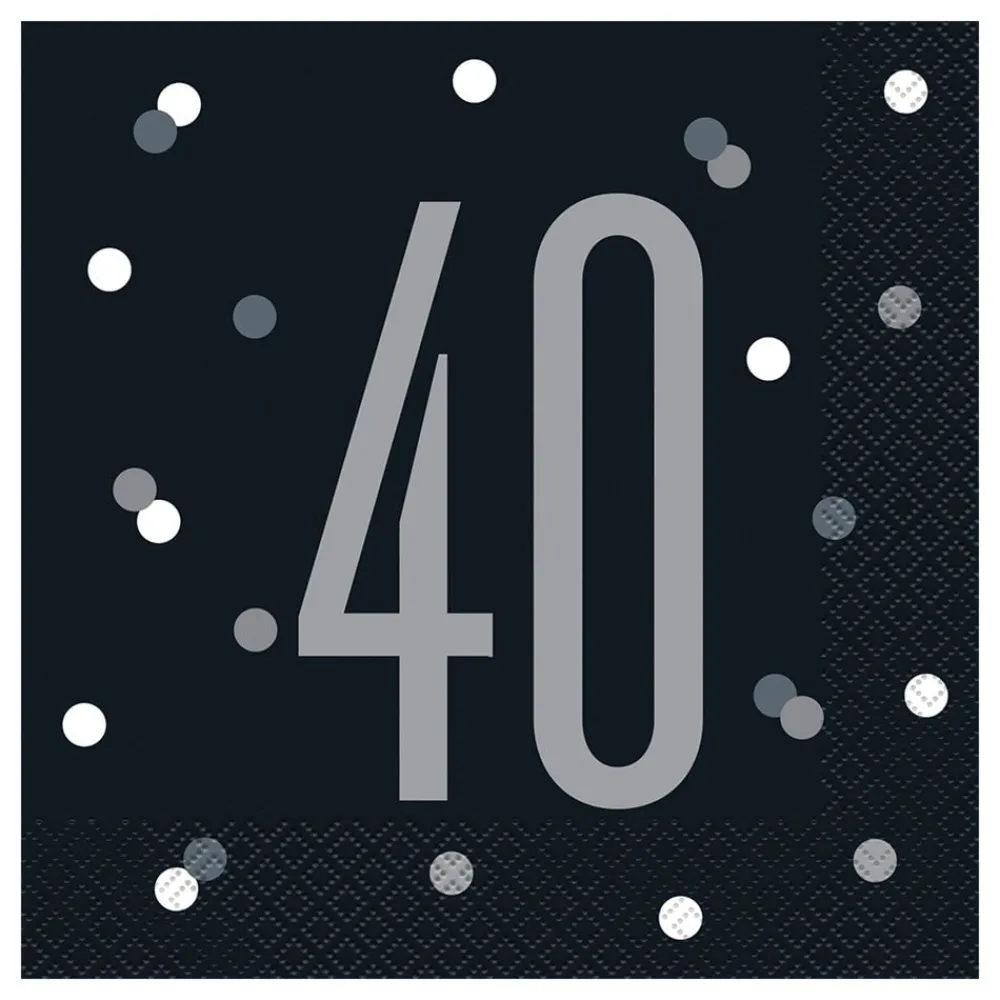 Unique UK Inc t/as Unique Party Servietter 40 Sort Prikket - Borddækning