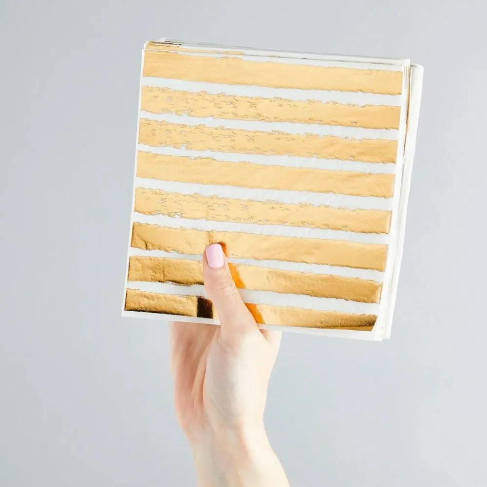 CG Global Products Ltd Servietter Stribede Guld Metallic - Borddækning