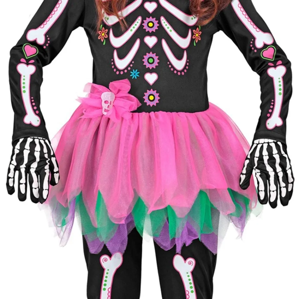 Hot Widmann S.r.l. Skeletkjole Lyserød/Sort Børnekostume