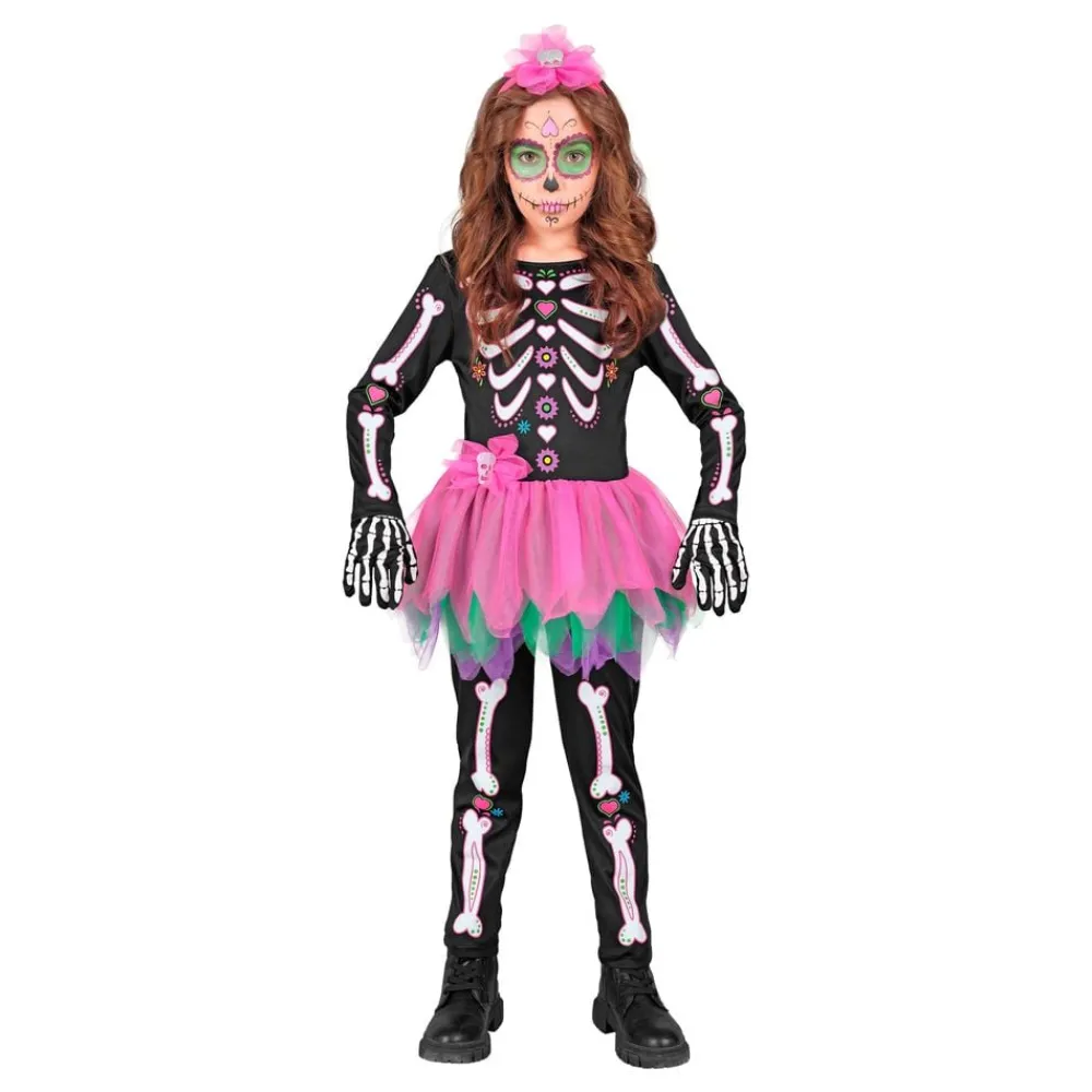 Hot Widmann S.r.l. Skeletkjole Lyserød/Sort Børnekostume