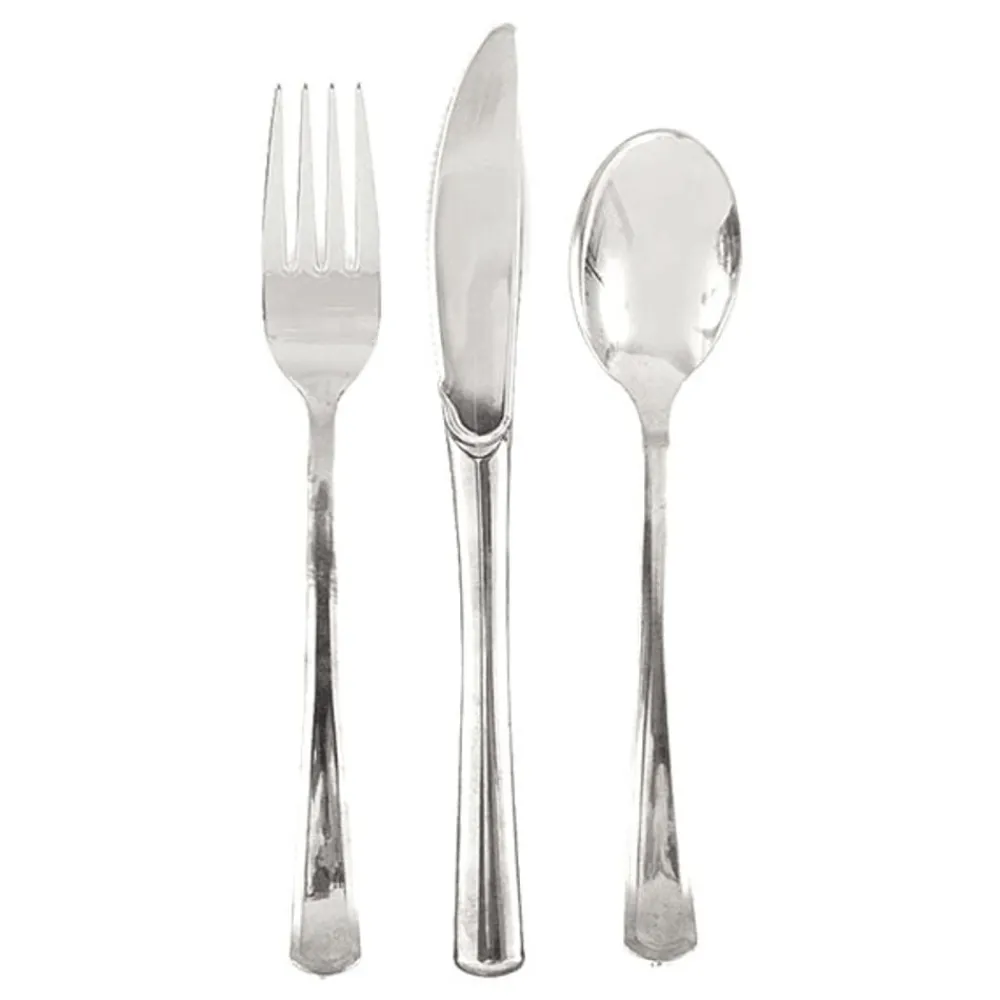 Best Unique UK Inc t/as Unique Party Sølv Metallisk Plastbestik