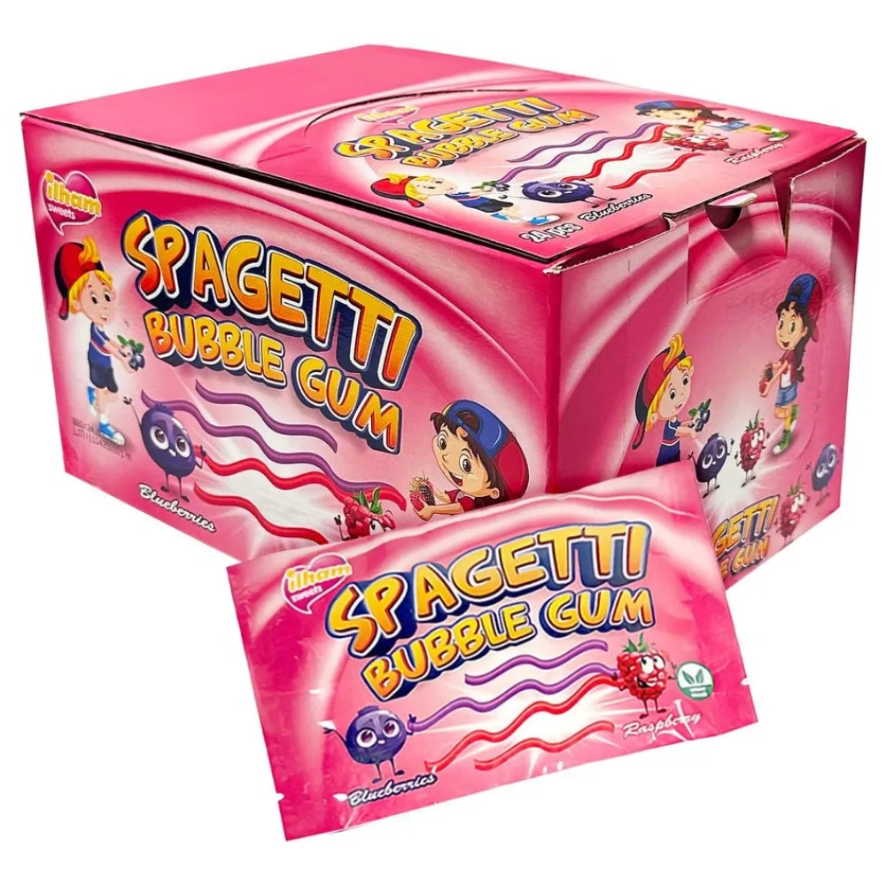ERT Godis AB Spaghetti Bubble Gum Blueberry & Raspberry Økonomipakke - Slik