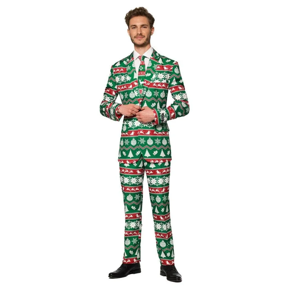 Oppo Merchandise Group B.V. Suitmeister Christmas Green Nordic Jakkesæt - Tøj|Udklædningskostumer