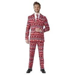 Oppo Merchandise Group B.V. Suitmeister Nordic Pixel Rødt Jakkesæt - Tøj|Udklædningskostumer