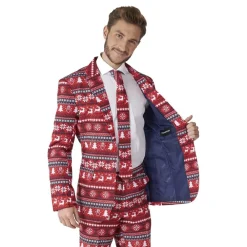 Oppo Merchandise Group B.V. Suitmeister Nordic Pixel Rødt Jakkesæt - Tøj|Udklædningskostumer