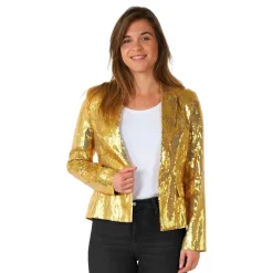 Oppo Merchandise Group B.V. Suitmeister Pailletblazer Dame Guld - Tøj|Udklædningskostumer