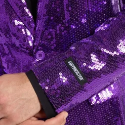 Oppo Merchandise Group B.V. Suitmeister Pailletblazer Lilla - Tøj|Udklædningskostumer