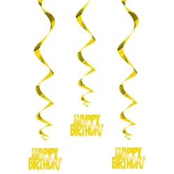 Unique UK Inc t/as Unique Party Swirls Happy Birthday Guld Hængende Dekoration - Oppyntning