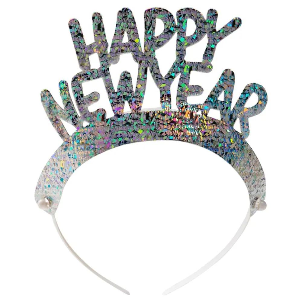 Hisab/Joker Company AB Tiaraer Happy New Year Holografisk Sølv - Festtilbehør|Hatte