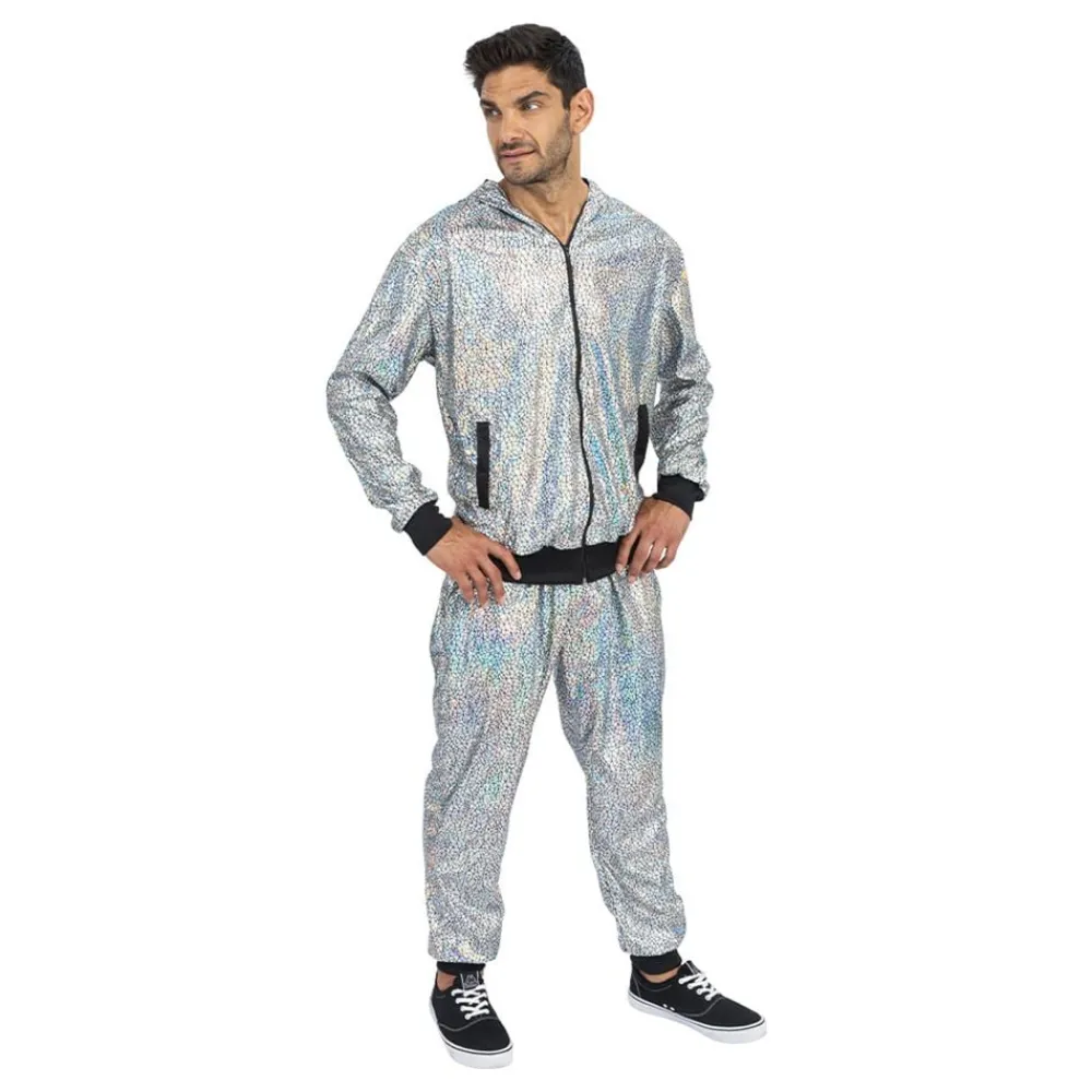 CHAKS Tracksuit Geometrisk Iridescent Silver - Tøj|Udklædningskostumer