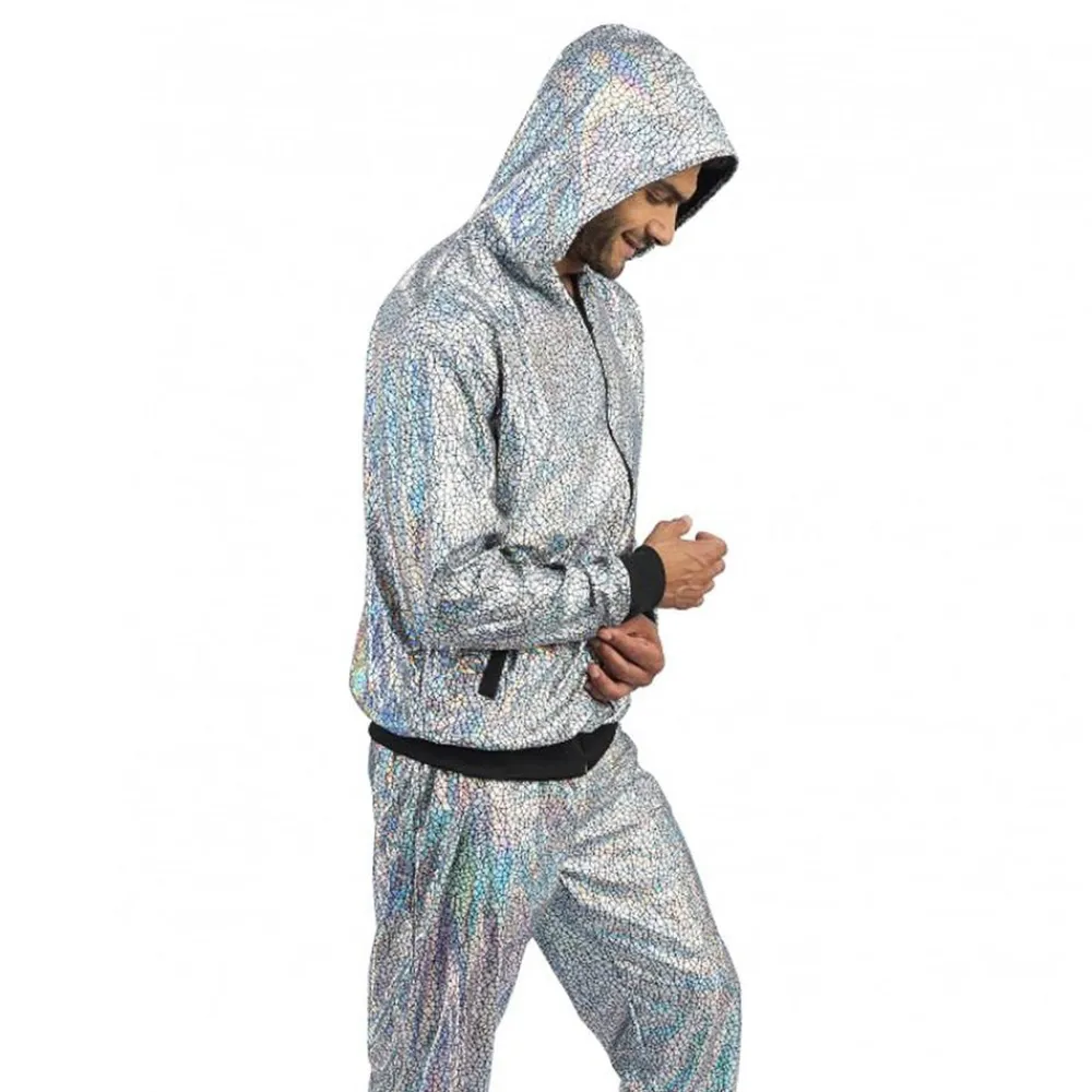 CHAKS Tracksuit Geometrisk Iridescent Silver - Tøj|Udklædningskostumer
