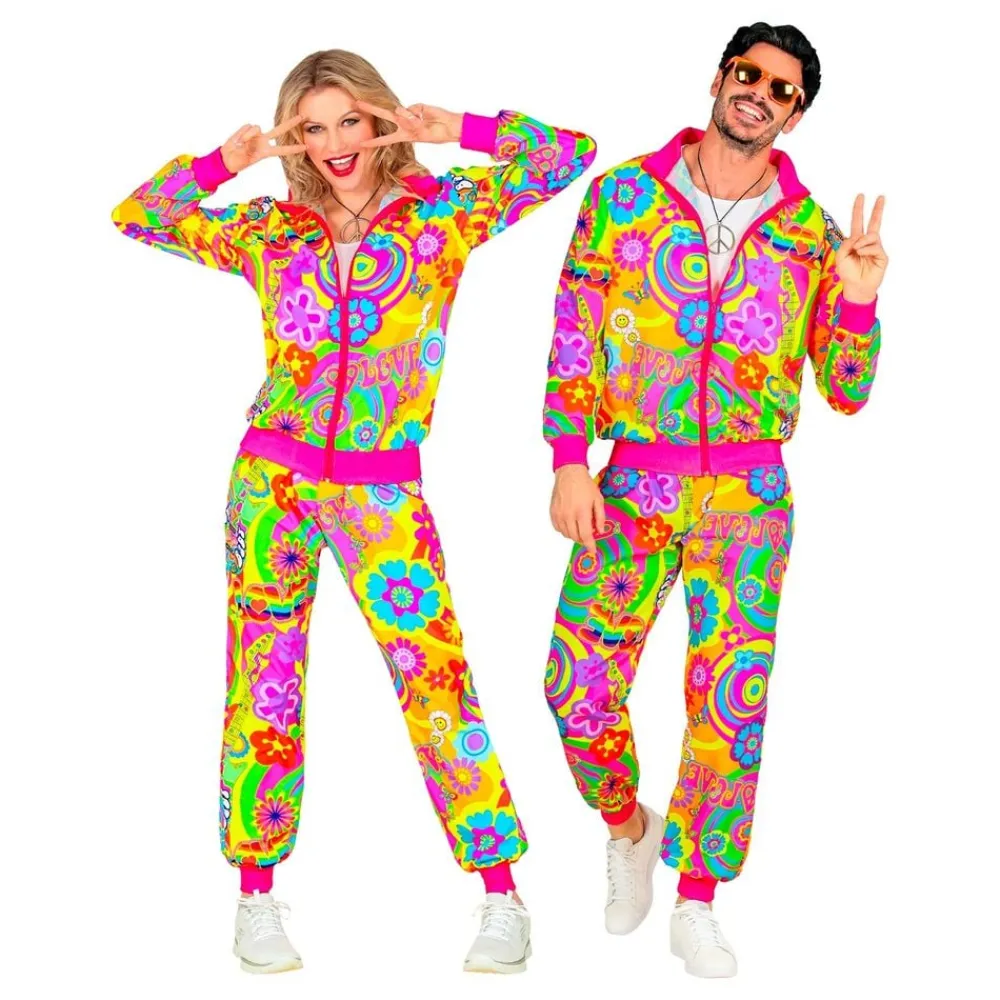 Widmann S.r.l. UV Neon Hippie Tracksuit Kostume - Tøj|Udklædningskostumer