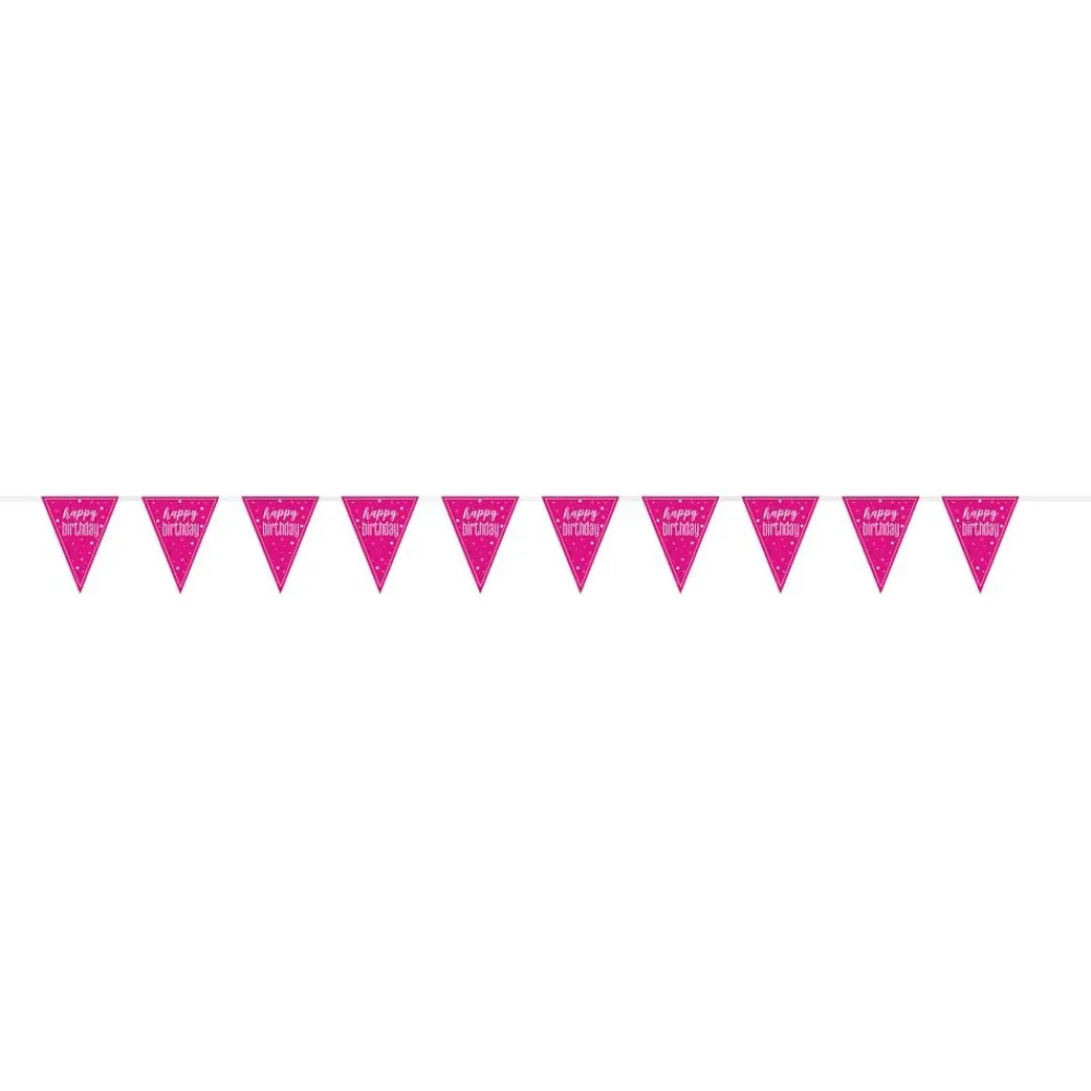 Discount Unique UK Inc t/as Unique Party Vimpelguirlande Happy Birthday Lyserød/Sølv