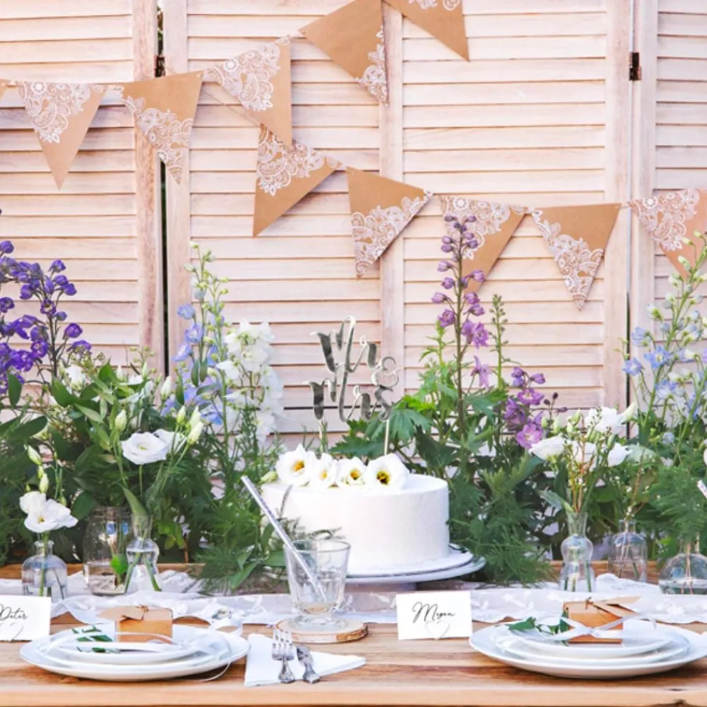 PartyDeco sp. z o.o. Vimpelguirlande Natur med Mønster