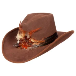 Wilbers Karnaval B.V. Western Cowboyhat Brun med Fjer - Kostumetema|Hatte